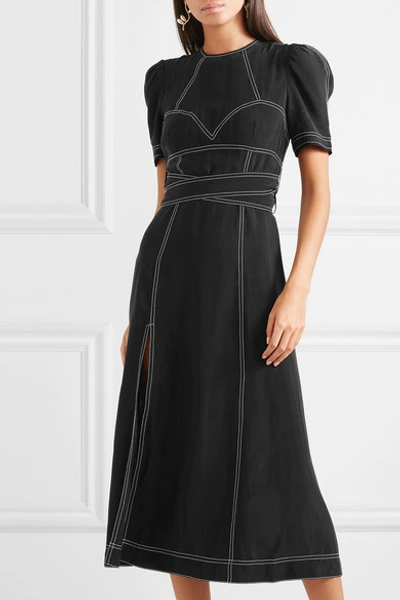 Shop Alice Mccall Hachi Brushed-twill Midi Dress In Black
