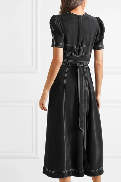 Shop Alice Mccall Hachi Brushed-twill Midi Dress In Black