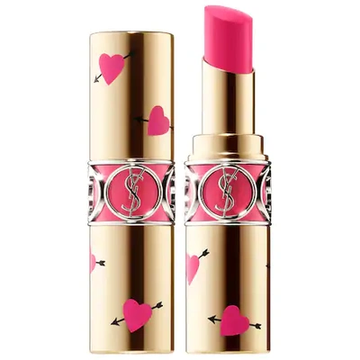 Shop Saint Laurent Heart & Arrow Collector Rouge Volupte Shine Lipstick 49 Rose Saint Germain 0.11 oz/ 3.2 G