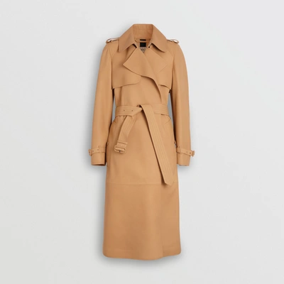 Shop Burberry Lambskin Wrap Trench Coat In Caramel