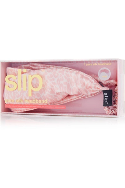Shop Slip Twist Leopard-print Silk Headband - Pastel Pink