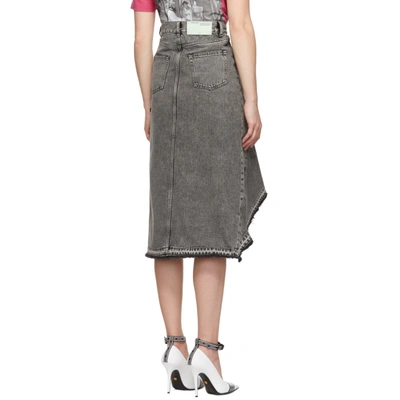 Shop Off-white Grey Asymmetric Denim Skirt In Dark Grey