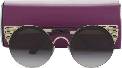 Shop Bvlgari Bv6088 Round-frame Sunglasses In Black