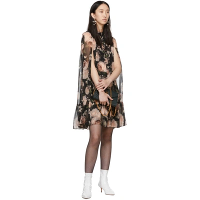 Shop Erdem Black And Pink Constantine Cape Dress In Black/pink