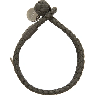 Shop Bottega Veneta Grey Intrecciato Knot Bracelet In 8522 Nlgrey