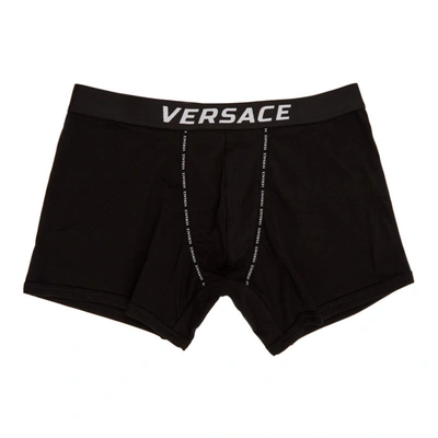 Shop Versace Underwear Black Logo Tape Boxer Briefs In A008 Nero