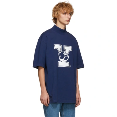 Shop Calvin Klein 205w39nyc Blue Yale Oversized Mock Neck T-shirt In 406 Yaleblu