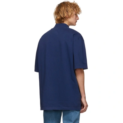 Shop Calvin Klein 205w39nyc Blue Yale Oversized Mock Neck T-shirt In 406 Yaleblu
