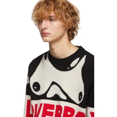 Shop Charles Jeffrey Loverboy Black And White Wool Logo Sweater