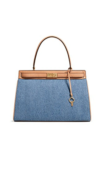 Shop Tory Burch Lee Radziwill Bag In Evening Blue