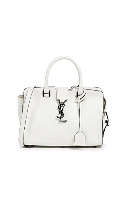 Shop Ysl White Leather Baby Cabas Bag