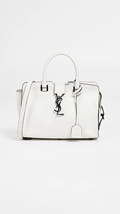 Shop Ysl White Leather Baby Cabas Bag