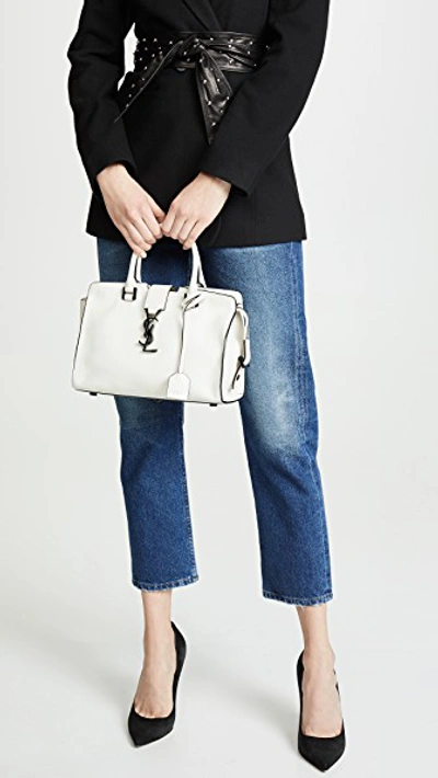 Shop Ysl White Leather Baby Cabas Bag