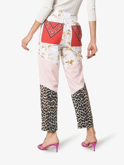 Shop Ganni Sweeny Patchwork Print Trousers In Neutrals