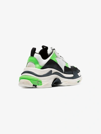 Shop Balenciaga Neon Green And Black Triple S Sneakers In White