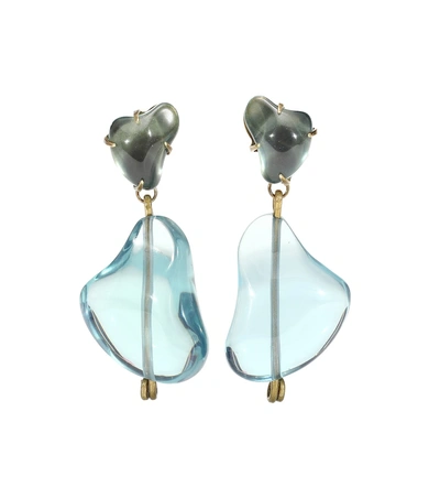 Shop Marni Clip-on Drop Earrings In Blue