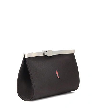 Shop Christian Louboutin Palmette Small Satin Clutch In Black