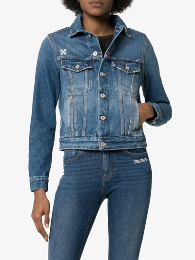 Shop Off-white Cropped-jeansjacke In Blue