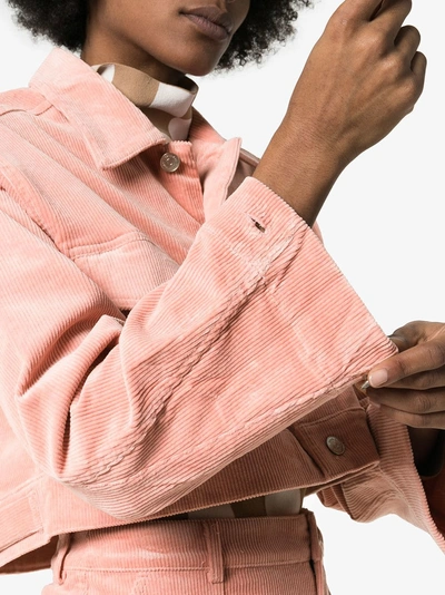 Shop Ganni Ridgewood Cropped Corduroy Jacket In 499 Silver Pink