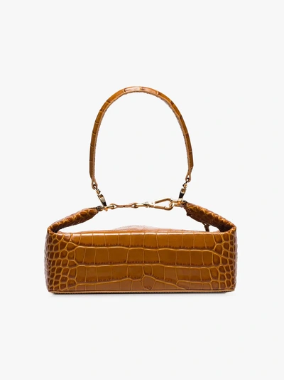 Shop Rejina Pyo Brown Olivia Croc Print Leather Shoulder Bag In 103 - Brown