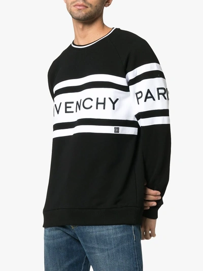 Shop Givenchy Cotton Large Logo Crew Neck Sweater In 001 Black