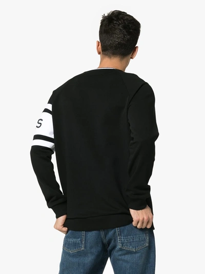 Shop Givenchy Cotton Large Logo Crew Neck Sweater In 001 Black