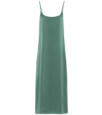 Shop Asceno Silk Slip Dress In Green