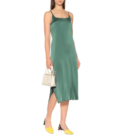 Shop Asceno Silk Slip Dress In Green