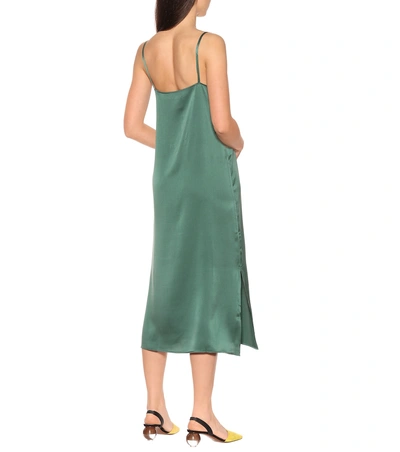 Shop Asceno Silk Slip Dress In Green