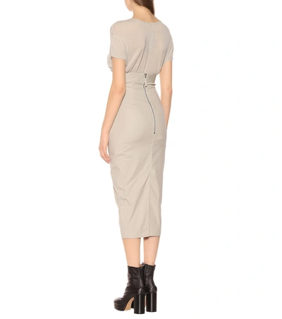 Shop Rick Owens Cotton Midi Skirt In Beige