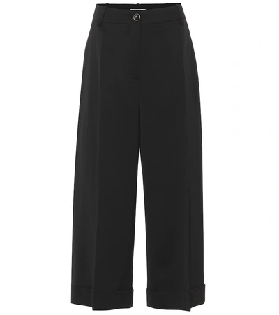 Shop Valentino Wide-leg Wool Pants In Black