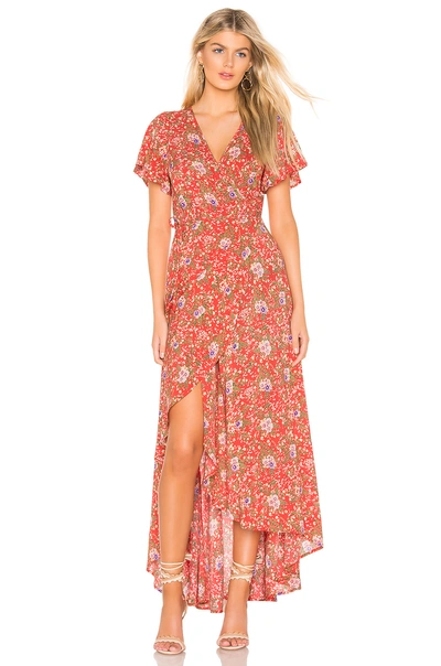 Shop Auguste X Revolve Ophelia Muse Wrap Maxi Dress In Red