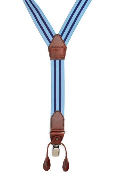 Shop Magnanni Double Line Suspenders In Navy / Periwenkle / Navy