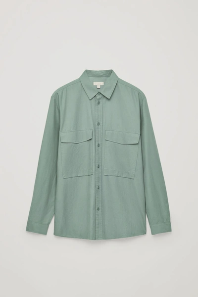 Shop Cos Relaxed Two-pocket Shirt In Green