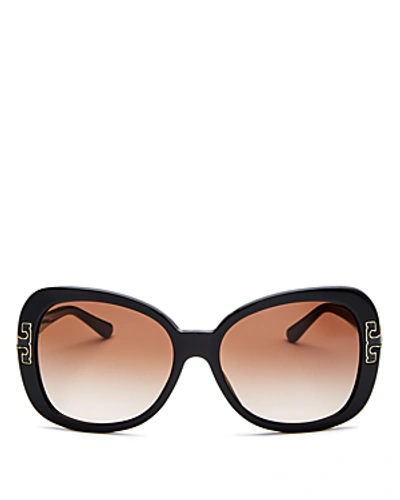 Shop Tory Burch Women's Butterfly Sunglasses, 57mm In Black/brown