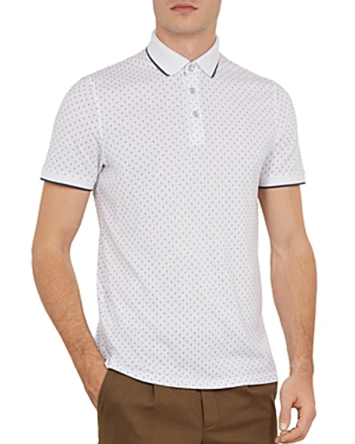 Shop Ted Baker Toff Geo-print Regular Fit Polo Shirt In White
