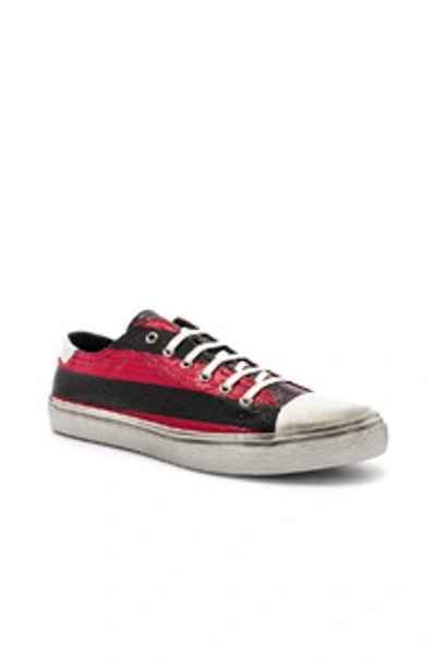 Shop Saint Laurent Bedford Low Top Sneaker In Black & Lurex Red Stripe