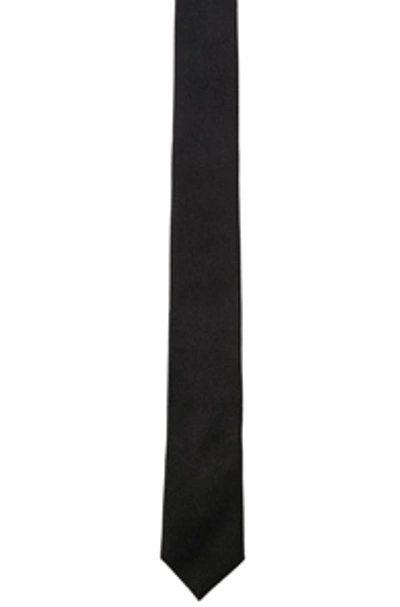 Shop Saint Laurent Satin Tie In Black
