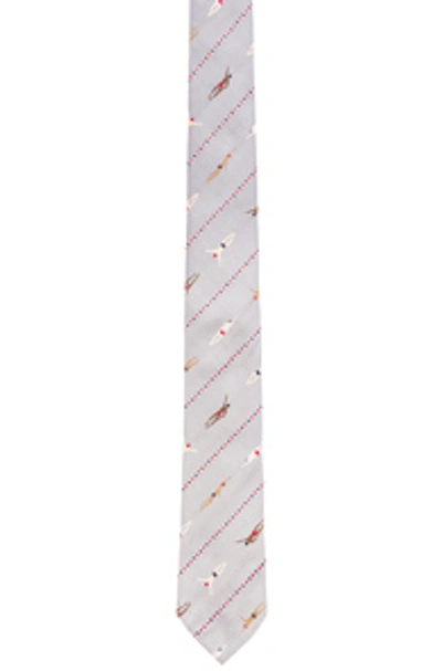 Shop Thom Browne Swimmer Tie In Medium Grey