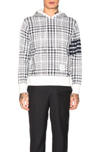 Shop Thom Browne Shadow Check 4 Bar Hoodie In Navy