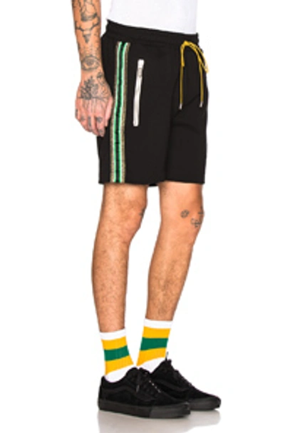 Shop Rhude Traxedo Shorts In Black & Gold & Green