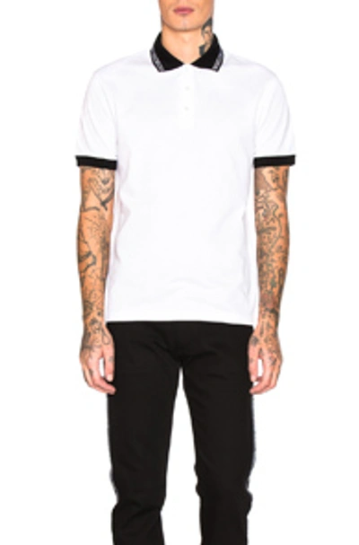 Shop Versace Taping Polo In White