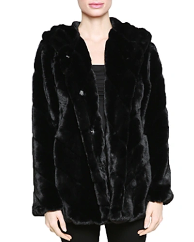 Shop Apparis Genevieve Hooded Faux-fur Coat - 100% Exclusive In Black