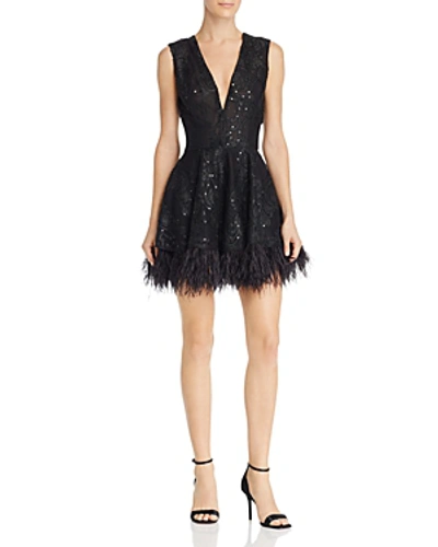 Shop Bronx And Banco Bambi Embroidered Feather Hem Dress In Black