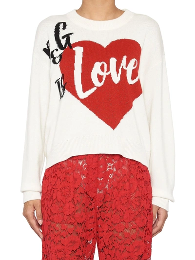 Shop Dolce & Gabbana Love Sweater In White