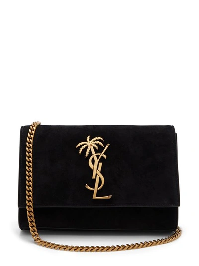 Saint Laurent YSL King Palm Suede Monogram Black Crossbody Bag