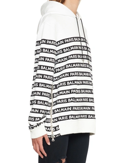 Shop Balmain Hoodie In White