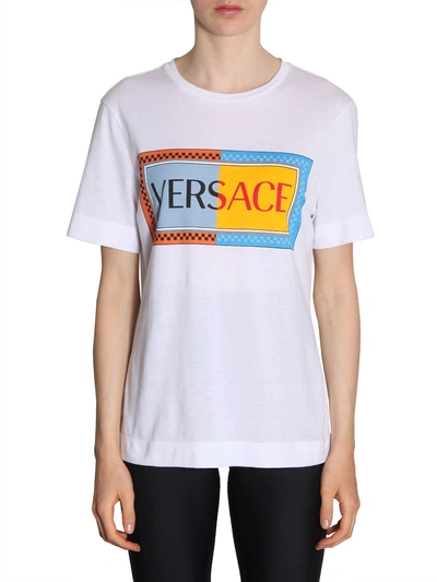 Shop Versace Crew Neck T-shirt In Bianco