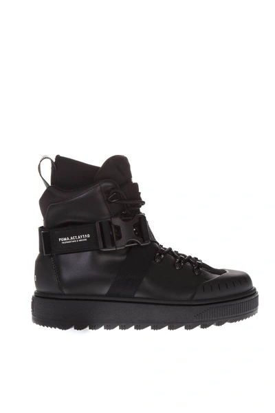 Shop Puma Black Leather Sneakers