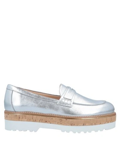 Shop Hogan Woman Loafers Silver Size 6 Soft Leather